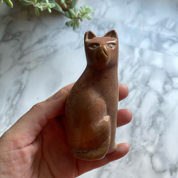 Vintage soapstone "grump cat" figurine - Picture 2 of 7